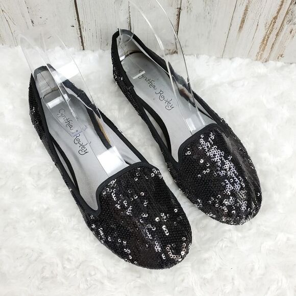 Cynthia Rowley Sequin Embellished Flats Black Size 3 - Picture 4 of 10